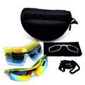 Bicycle Glass/Sports Sunglasses with 5 Interchangeable Lenses Fluorescent Color